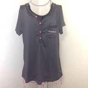 🎁NWT Bebe Gray/Pink Sleepwear Set-Medium (6-8)